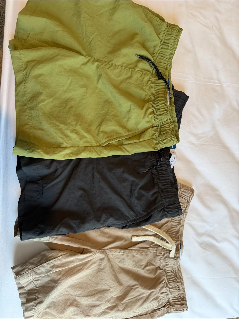 Old Navy BOYS Dock Shorts & Chino Shorts Trio in Olive, Black, and Khaki
